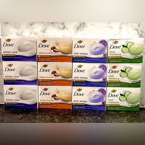 12 bars Dove Soap Variety COOL MOISTURE, ANTI-STRESS, SHEA BUTTER, WINTER CARE
